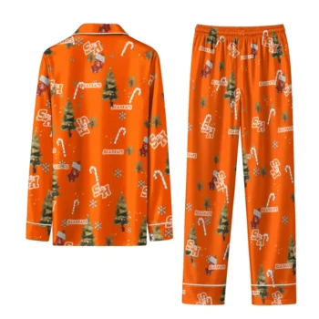 Sam Houston Bearkats Long Pajama Set Customized Sprig Scatter Orange Fashion Forward