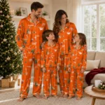 Sam Houston Bearkats Long Pajama Set Customized Sprig Scatter Orange Best Selling