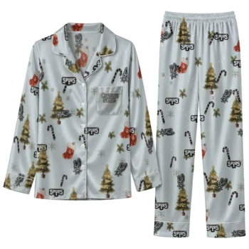 San Antonio Spurs Long Pajama Set Custom Sprig Scatter Silver Best Selling