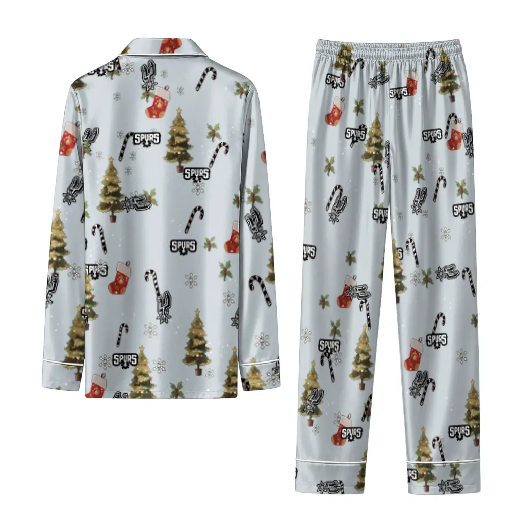 San Antonio Spurs Long Pajama Set Custom Sprig Scatter Silver Fashion Forward San Antonio Spurs Long Pajama Set Custom Sprig Scatter Silver Fashion Forward