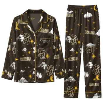 San Diego Padres Long Pajama Set Custom Cloud Stars Brown Best Selling