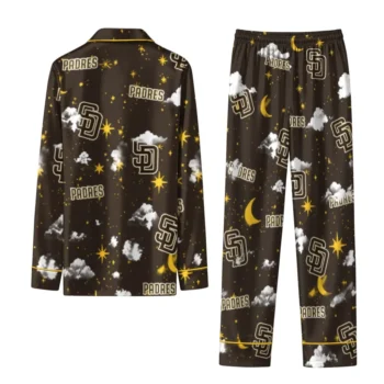 San Diego Padres Long Pajama Set Custom Cloud Stars Brown Fashion Forward