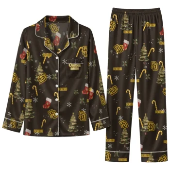 San Diego Padres Long Pajama Set Custom Sprig Scatter Brown Best Selling