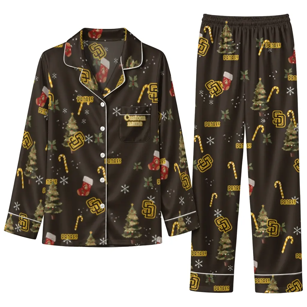 San Diego Padres Long Pajama Set Custom Sprig Scatter Brown Best Selling San Diego Padres Long Pajama Set Custom Sprig Scatter Brown Best Selling