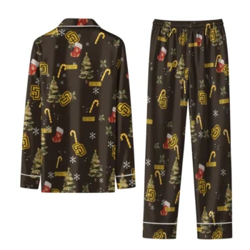 San Diego Padres Long Pajama Set Custom Sprig Scatter Brown Fashion Forward