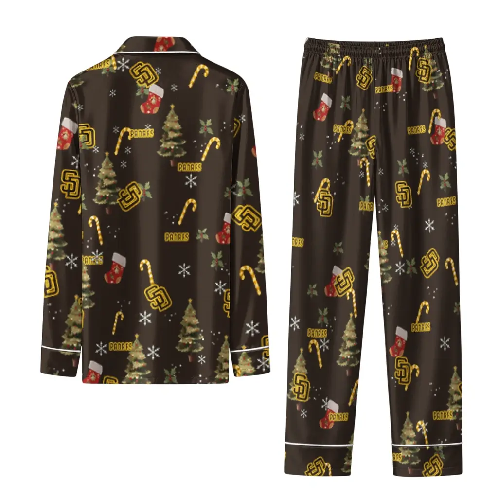 San Diego Padres Long Pajama Set Custom Sprig Scatter Brown Fashion Forward San Diego Padres Long Pajama Set Custom Sprig Scatter Brown Fashion Forward