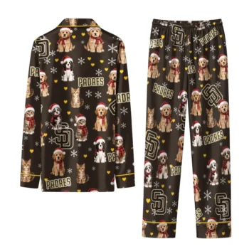 San Diego Padres Long Pajama Set Customized Animal Scatter Brown Fashion Forward