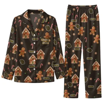 San Diego Padres Long Pajama Set Personalized Candy Scatter Brown Best Selling
