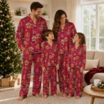 San Diego State Aztecs Long Pajama Set Customized Candy Scatter Red Best Selling