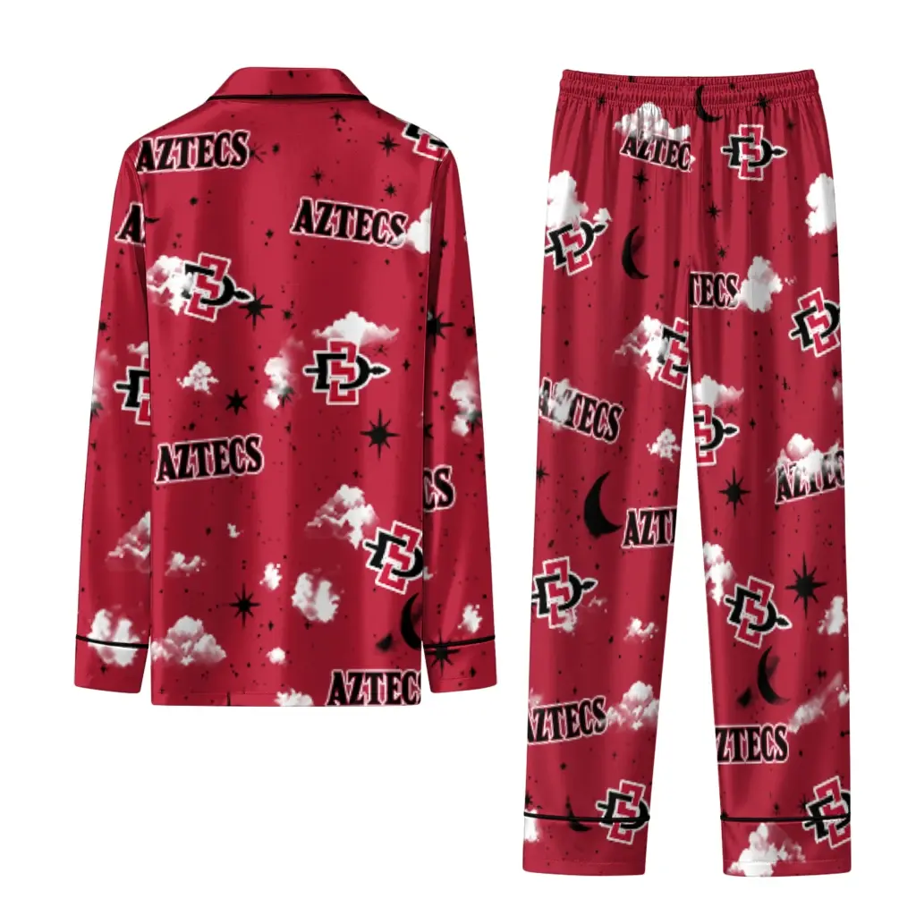 San Diego State Aztecs Long Pajama Set Customized Cloud Stars Red Fashion Forward San Diego State Aztecs Long Pajama Set Customized Cloud Stars Red Fashion Forward