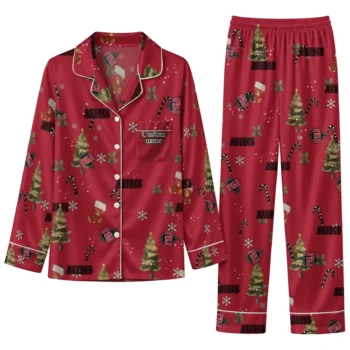 San Diego State Aztecs Long Pajama Set Customized Sprig Scatter Red Best Selling