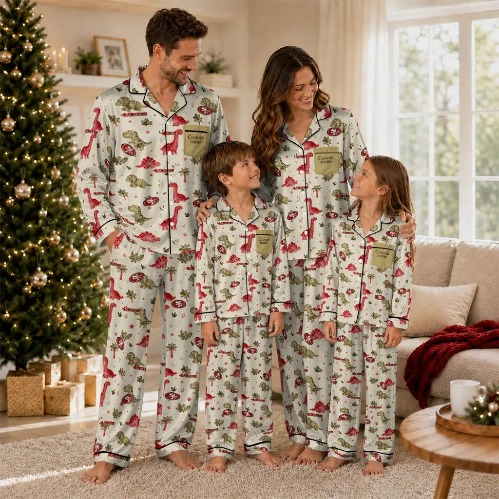 San Francisco 49ers Long Pajama Set Custom Character Scatter Latest Model San Francisco 49ers Long Pajama Set Custom Character Scatter Latest Model