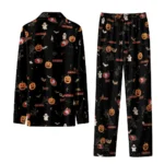 san francisco 49ers long pajama set customized icon confetti black best selling.webp