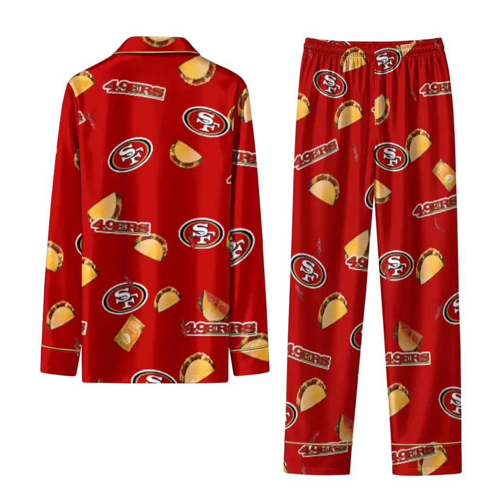San Francisco 49ers Long Pajama Set Customized Snack Scatter Red Fashion Forward San Francisco 49ers Long Pajama Set Customized Snack Scatter Red Fashion Forward
