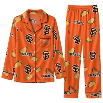 San Francisco Giants Long Pajama Set Custom Snack Scatter Orange Best Selling