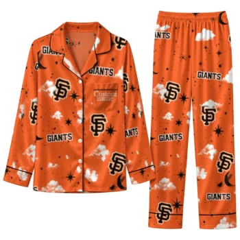 San Francisco Giants Long Pajama Set Customized Cloud Stars Orange Best Selling