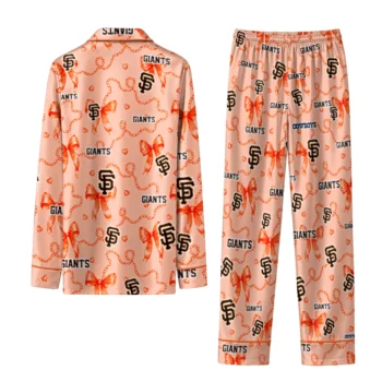 san francisco giants long pajama set customized ribbon chains orange fashion forward.webp