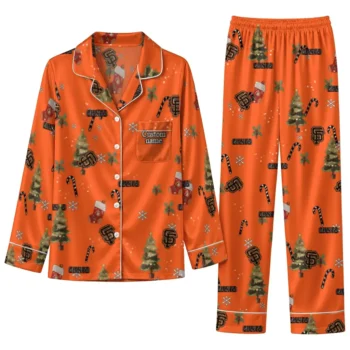 San Francisco Giants Long Pajama Set Customized Sprig Scatter Orange Best Selling