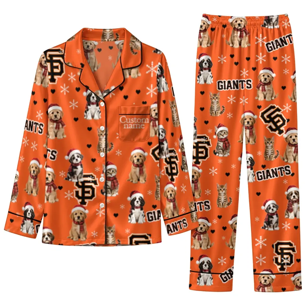 San Francisco Giants Long Pajama Set Personalized Animal Scatter Orange Best Selling San Francisco Giants Long Pajama Set Personalized Animal Scatter Orange Best Selling