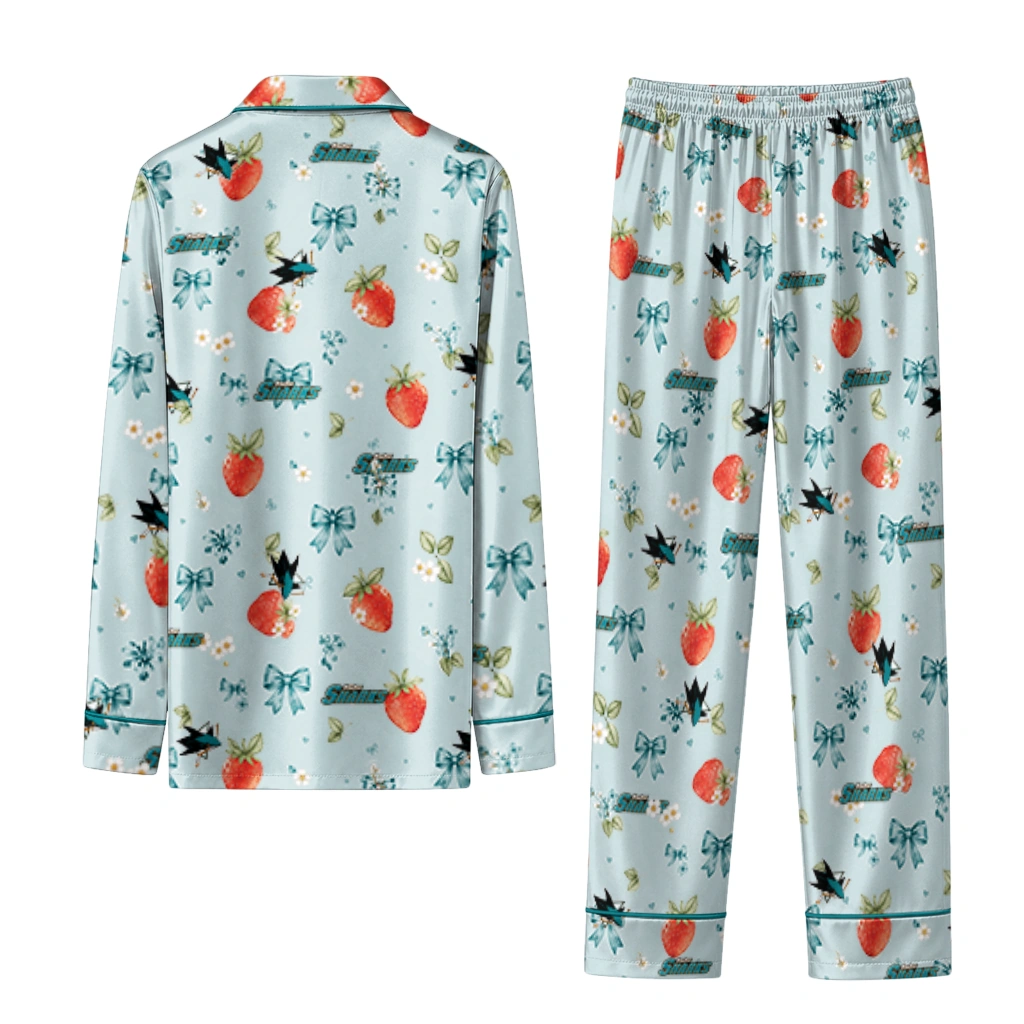 san jose sharks long pajama set custom ribbon florals teal fashion forward.webp san jose sharks long pajama set custom ribbon florals teal fashion forward.webp