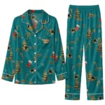 San Jose Sharks Long Pajama Set Custom Sprig Scatter Teal Best Selling