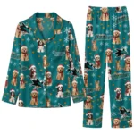 San Jose Sharks Long Pajama Set Customized Animal Scatter Teal Best Selling