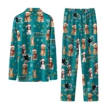 San Jose Sharks Long Pajama Set Customized Animal Scatter Teal Best Selling