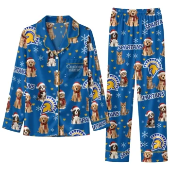 San Jose State Spartans Long Pajama Set Custom Animal Scatter Blue Best Selling