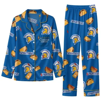 San Jose State Spartans Long Pajama Set Custom Snack Scatter Blue Best Selling