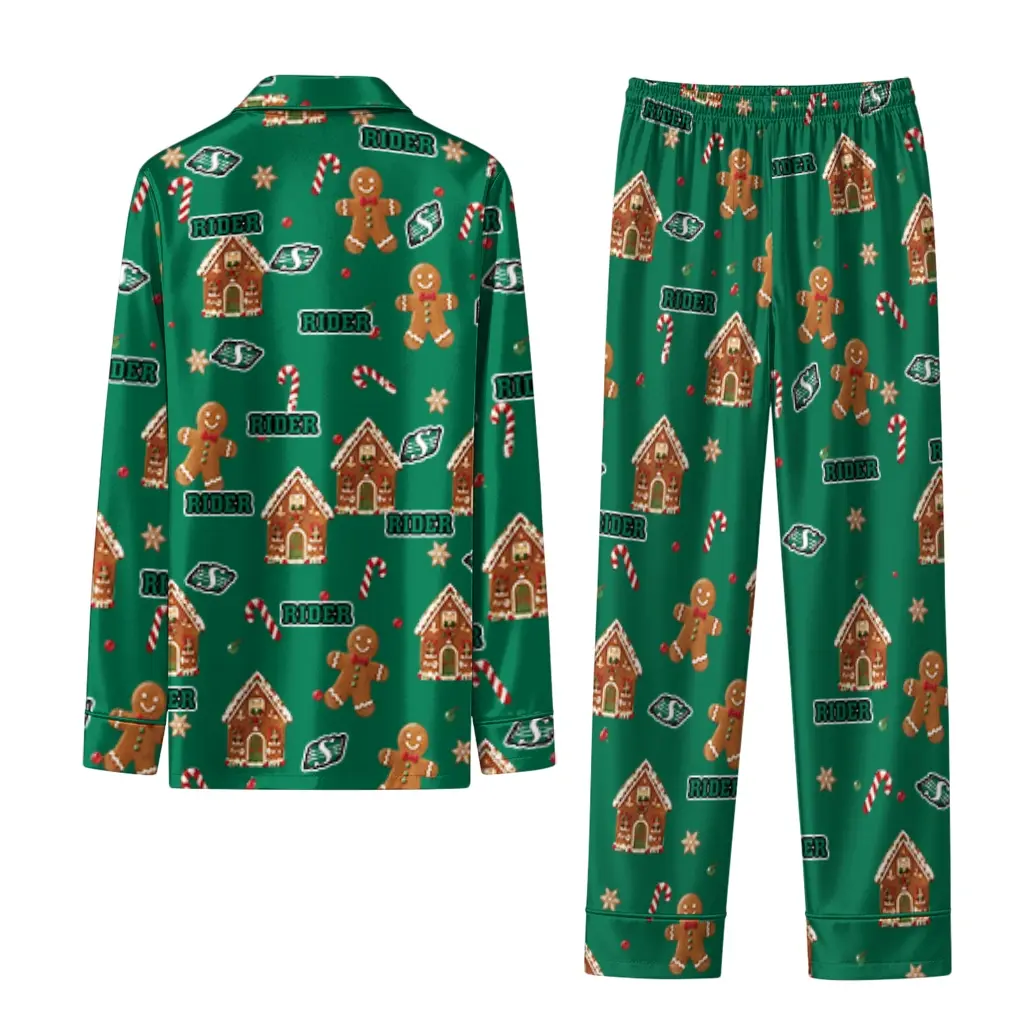 Saskatchewan Roughriders Long Pajama Set Personalized Candy Scatter Green Fashion Forward Saskatchewan Roughriders Long Pajama Set Personalized Candy Scatter Green Fashion Forward