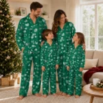 Saskatchewan Roughriders Long Pajama Set Personalized Heart Charms Green Best Selling