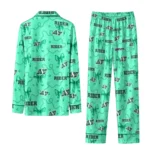 Saskatchewan Roughriders Long Pajama Set Personalized Ribbon Chains Green Best Selling