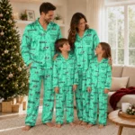Saskatchewan Roughriders Long Pajama Set Personalized Ribbon Chains Green Best Selling