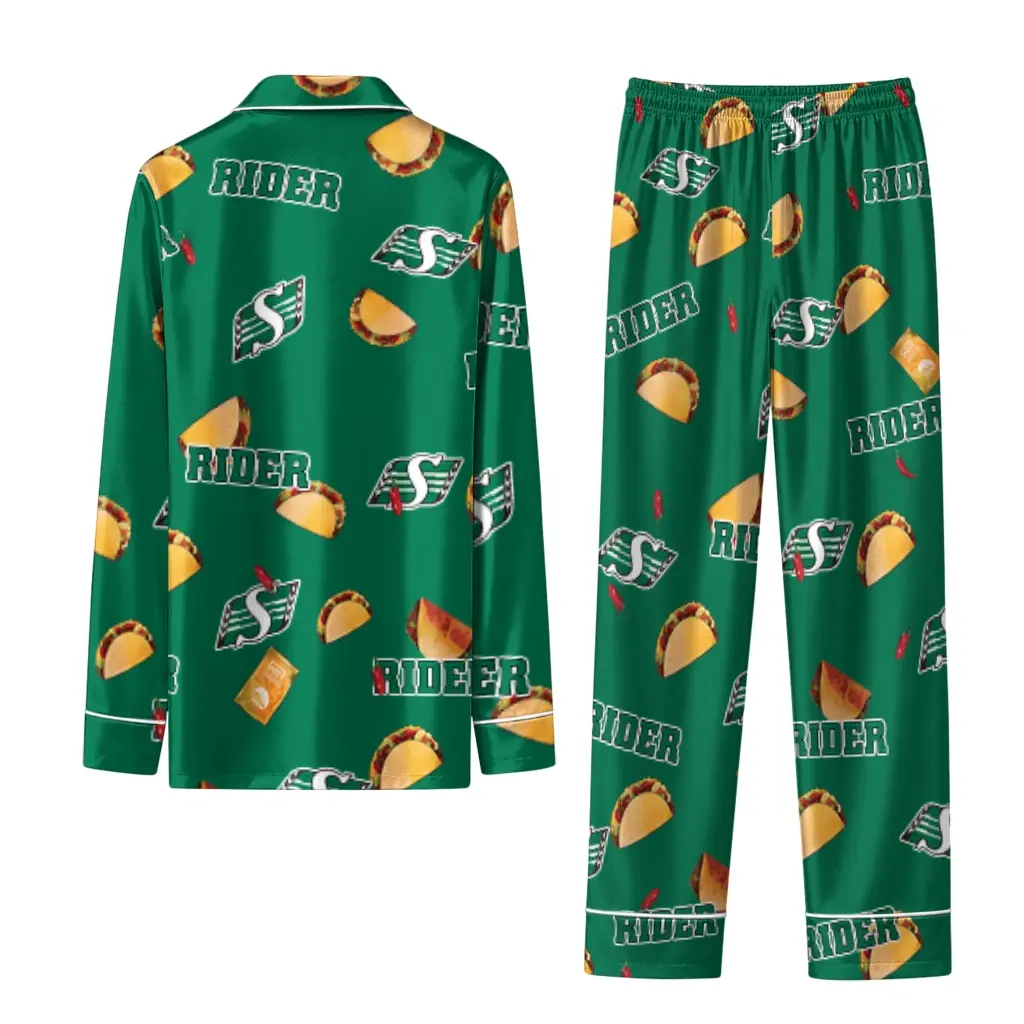 Saskatchewan Roughriders Long Pajama Set Personalized Snack Scatter Green Fashion Forward Saskatchewan Roughriders Long Pajama Set Personalized Snack Scatter Green Fashion Forward