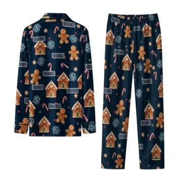 Seattle Kraken Long Pajama Set Custom Candy Scatter Blue Fashion Forward
