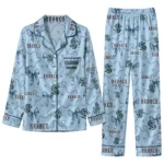 seattle kraken long pajama set customized ribbon chains blue best selling.webp