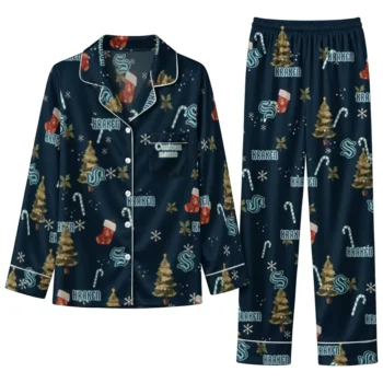 Seattle Kraken Long Pajama Set Customized Sprig Scatter Blue Best Selling
