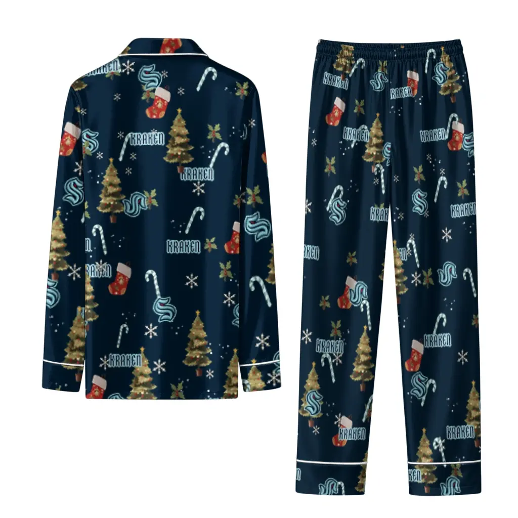 Seattle Kraken Long Pajama Set Customized Sprig Scatter Blue Fashion Forward Seattle Kraken Long Pajama Set Customized Sprig Scatter Blue Fashion Forward