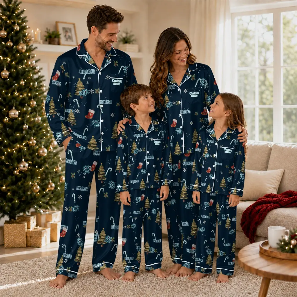Seattle Kraken Long Pajama Set Customized Sprig Scatter Blue Latest Model Seattle Kraken Long Pajama Set Customized Sprig Scatter Blue Latest Model