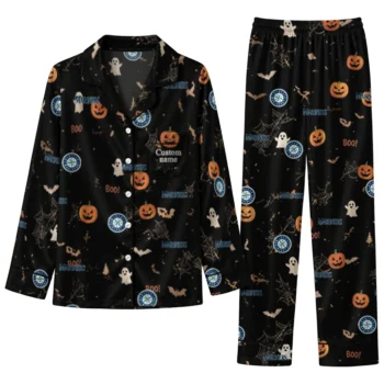 seattle mariners long pajama set customized icon confetti black best selling.webp