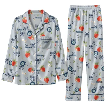 seattle mariners long pajama set personalized ribbon florals navy blue best selling.webp