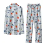 seattle mariners long pajama set personalized ribbon florals navy blue best selling.webp