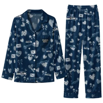 seattle seahawks long pajama set customized heart charms blue best selling.webp