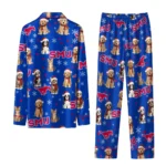 Smu Mustangs Long Pajama Set Custom Animal Scatter Blue Best Selling