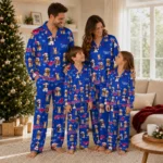 Smu Mustangs Long Pajama Set Custom Animal Scatter Blue Best Selling