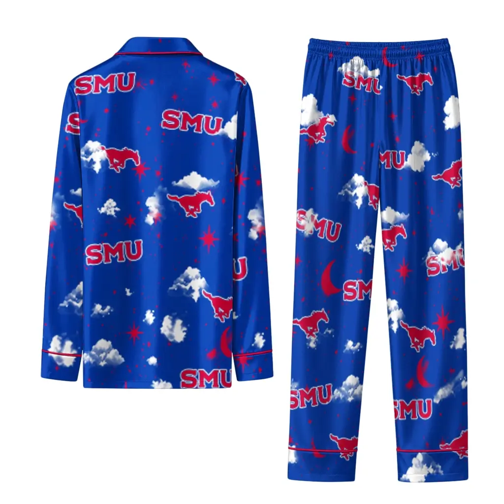 Smu Mustangs Long Pajama Set Custom Cloud Stars Blue Fashion Forward Smu Mustangs Long Pajama Set Custom Cloud Stars Blue Fashion Forward