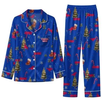 Smu Mustangs Long Pajama Set Custom Sprig Scatter Blue Best Selling