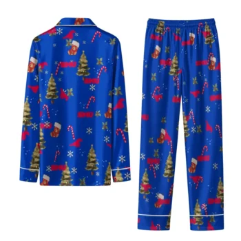 Smu Mustangs Long Pajama Set Custom Sprig Scatter Blue Fashion Forward