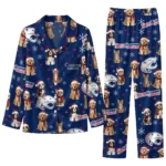 South Alabama Jaguars Long Pajama Set Personalized Animal Scatter Blue Best Selling