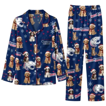 South Alabama Jaguars Long Pajama Set Personalized Animal Scatter Blue Best Selling